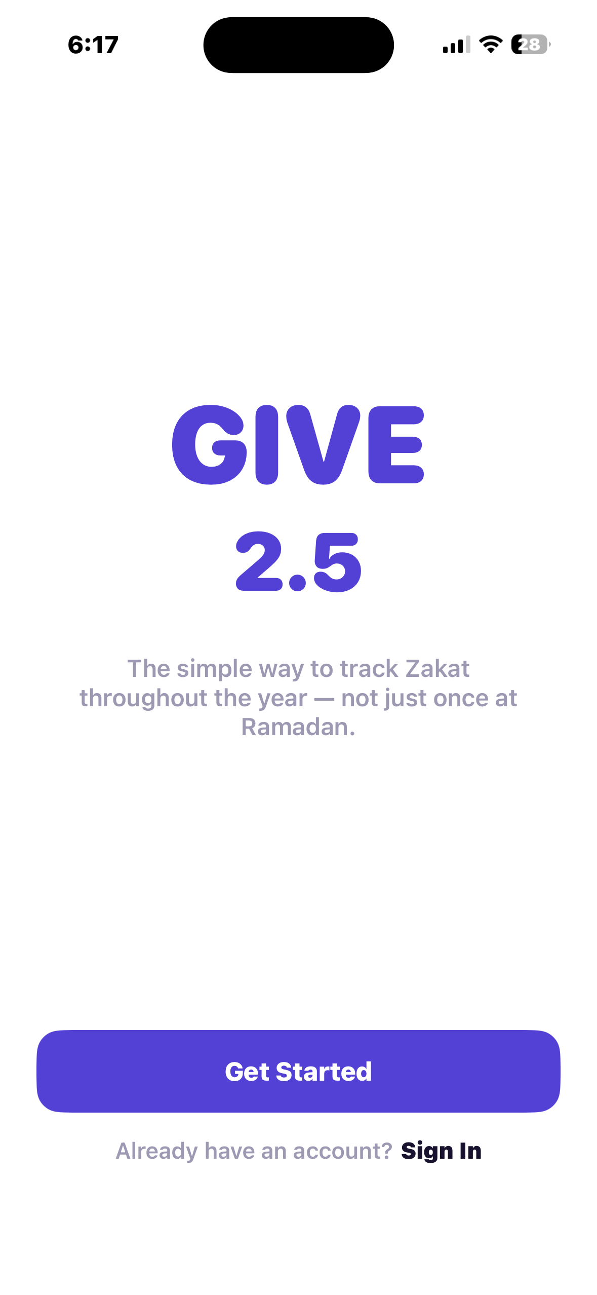 Give 2.5 welcome screen